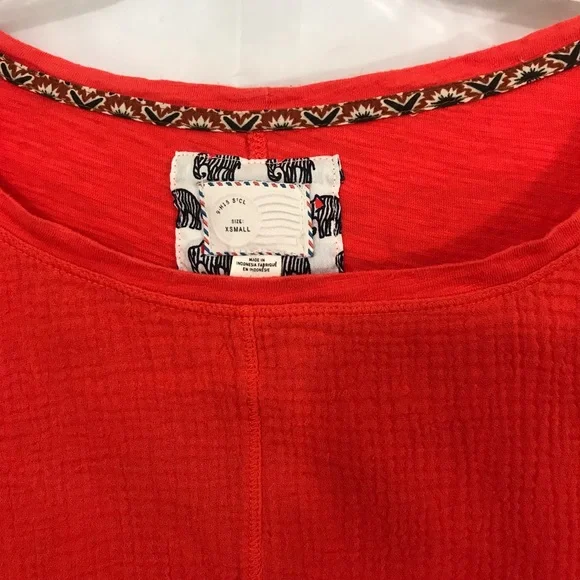 Anthropologie Orange Gauze Circle Tee Shirt Top - Picture 4 of 6